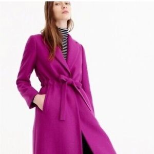 J. Crew Fuchsia wool tie-waist belted coat (Size 6)